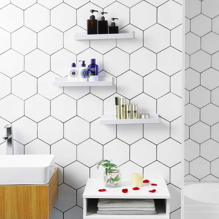 Sæt med 3 væghylder SHELFY, hvid