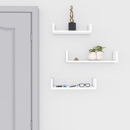 Sæt med 3 væghylder SHELFY, hvid