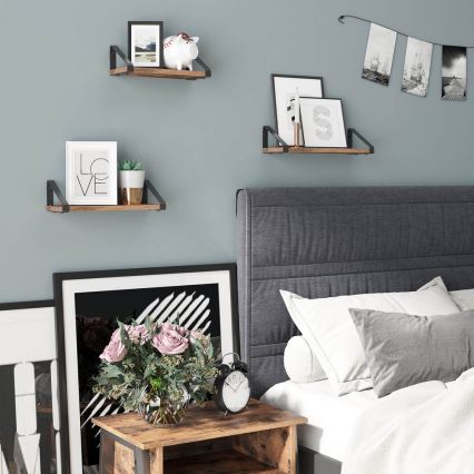 Sæt med 3 væghylder SHELFY i brun/sort