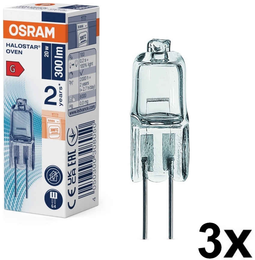 Sæt med 3x ovnpærer HALOSTAR G4/20W/12V 2700K - Osram