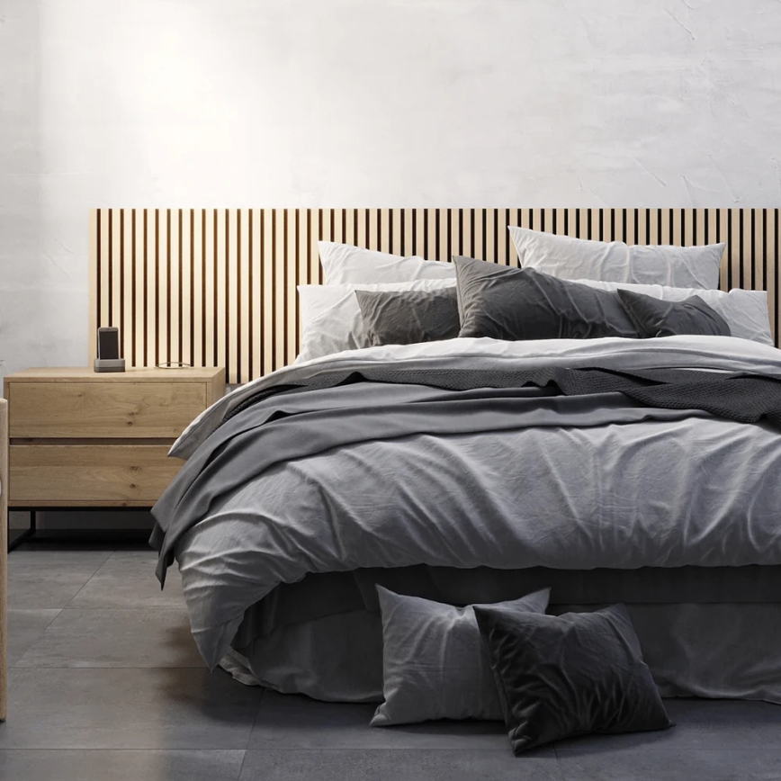 Sæt med 4 akustiske vægpaneler DANVIKEN 60x60 cm i egetræ