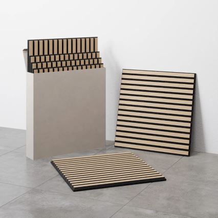 Sæt med 4 akustiske vægpaneler DANVIKEN 60x60 cm i egetræ