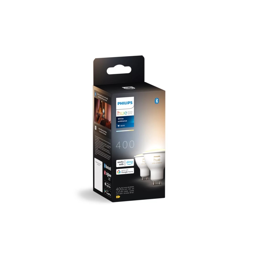 Sæt med 4 dæmpbare LED-pærer Philips Hue WHITE AMBIANCE GU10/4,2W/230V 2200-6500K