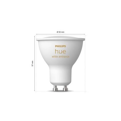 Sæt med 4 dæmpbare LED-pærer Philips Hue WHITE AMBIANCE GU10/4,2W/230V 2200-6500K