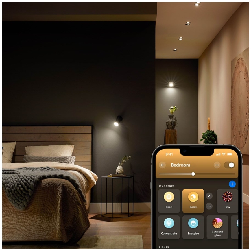 Sæt med 4 dæmpbare LED-pærer Philips Hue WHITE AMBIANCE GU5,3/MR16/5,1W/12V 2200-6500K
