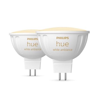 Sæt med 4 dæmpbare LED-pærer Philips Hue WHITE AMBIANCE GU5,3/MR16/5,1W/12V 2200-6500K