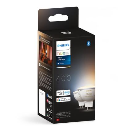 Sæt med 4 dæmpbare LED-pærer Philips Hue WHITE AMBIANCE GU5,3/MR16/5,1W/12V 2200-6500K