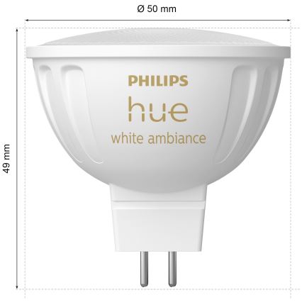 Sæt med 4 dæmpbare LED-pærer Philips Hue WHITE AMBIANCE GU5,3/MR16/5,1W/12V 2200-6500K