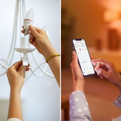 Sæt med 4 LED RGB-dæmpbare pærer Philips SMART C37 E14/5W/230V 2200–6500K