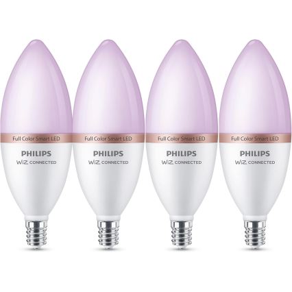 Sæt med 4 LED RGB-dæmpbare pærer Philips SMART C37 E14/5W/230V 2200–6500K