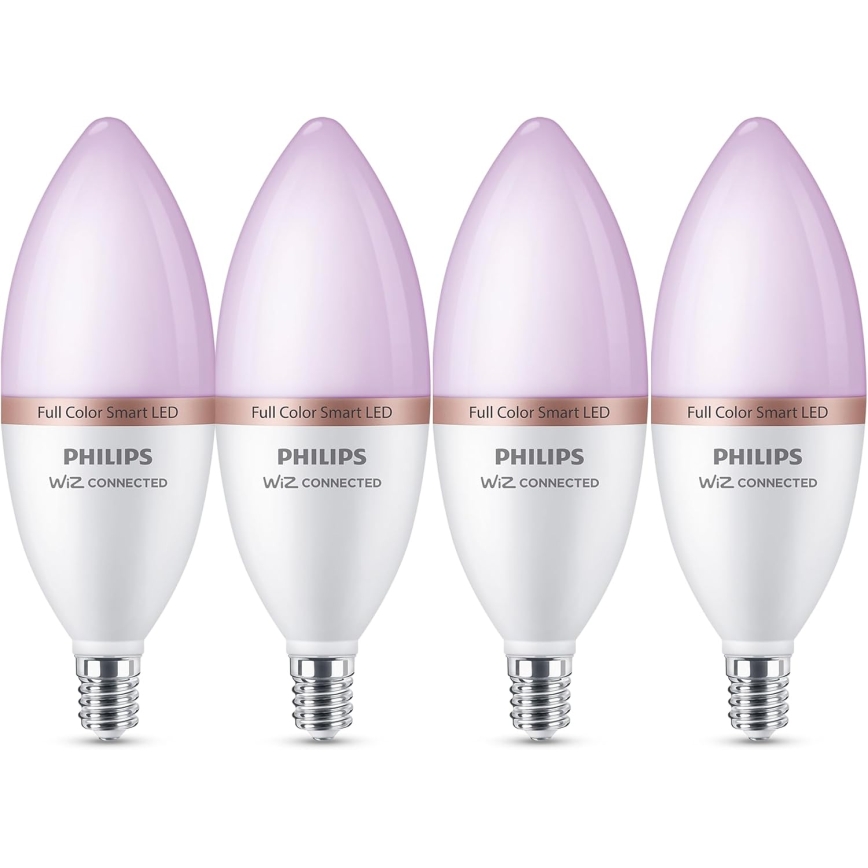 Sæt med 4 LED RGB-dæmpbare pærer Philips SMART C37 E14/5W/230V 2200–6500K
