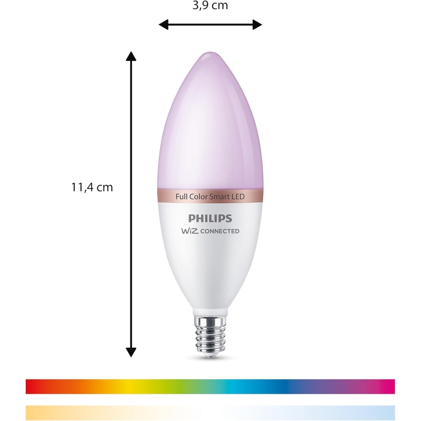 Sæt med 4 LED RGB-dæmpbare pærer Philips SMART C37 E14/5W/230V 2200–6500K