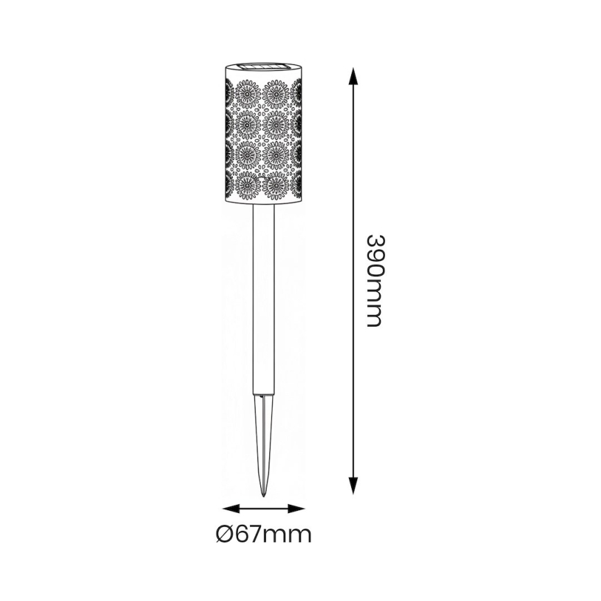 Sæt med 4 LED-solcellelamper DECOR, 1,2 V 150 mAh, 3000 K (varmhvid), 39 cm, IP44, sort