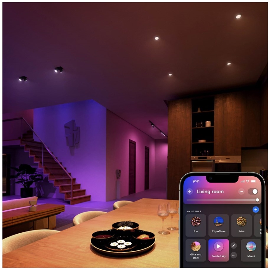 Sæt med 4 LED RGBW dæmpbare spotpærer Philips Hue WHITE AND COLOR AMBIANCE GU5,3/MR16/6,3W/12V 2000-6500K