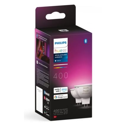 Sæt med 4 LED RGBW dæmpbare spotpærer Philips Hue WHITE AND COLOR AMBIANCE GU5,3/MR16/6,3W/12V 2000-6500K