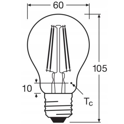 Sæt med 5 LED-pærer BASE CLASSIC FILAMENT A60 E27/7W/230V 4000K - Osram
