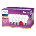 Sæt med 6 stk. Philips A60 LED-pærer B22/13W/230V 2700K