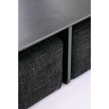 SÆT Sofabord KORO 70x70 cm + 2x puf sort/brun