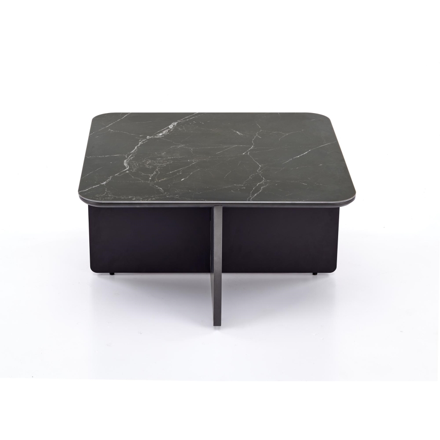 SÆT Sofabord KORO 70x70 cm + 2x puf sort/brun