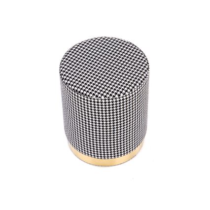Taburet ARUNA diameter 36 cm hvid/sort/guldfarvet