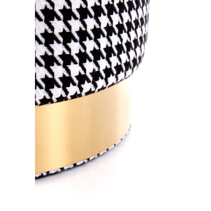 Skammel ARUNA Ø 36 cm hvid/sort/guld