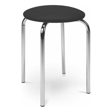 Taburet CHICO 47x41 cm sort/skinnende krom