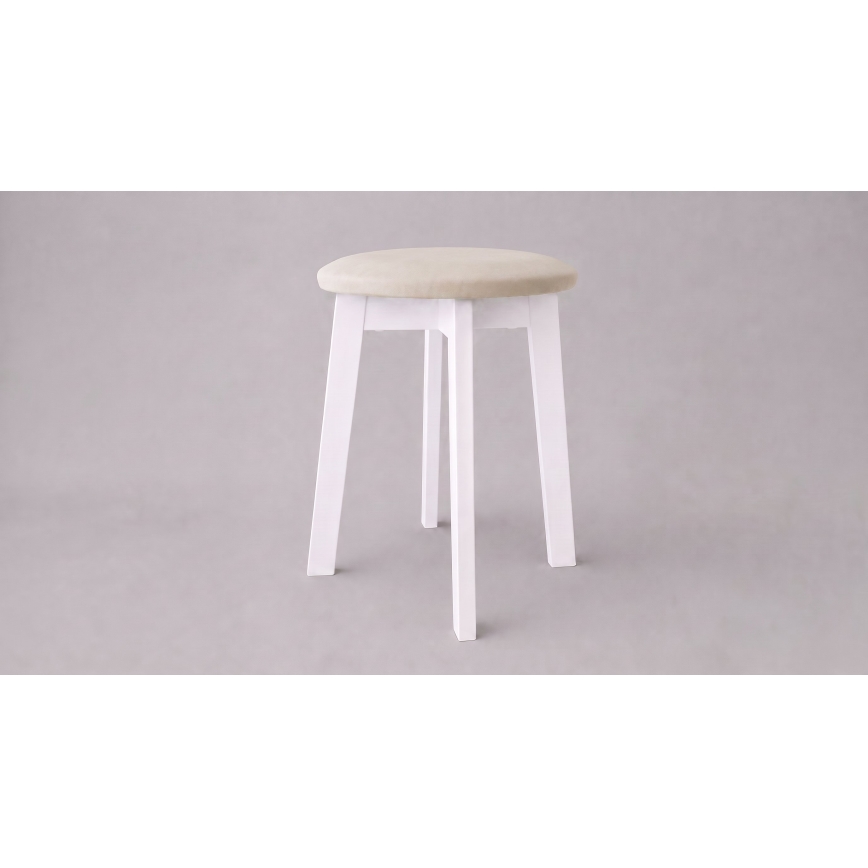 Taburet KUBE Ø 36 cm hvid/beige
