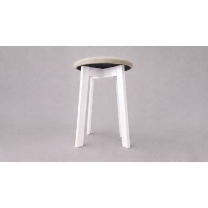 Taburet KUBE Ø 36 cm hvid/beige