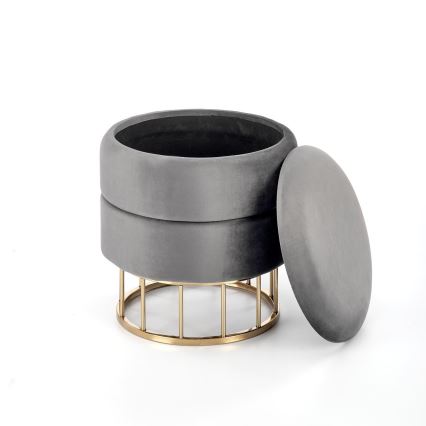 Taburet MINTY diameter 37 cm grå/guldfarvet