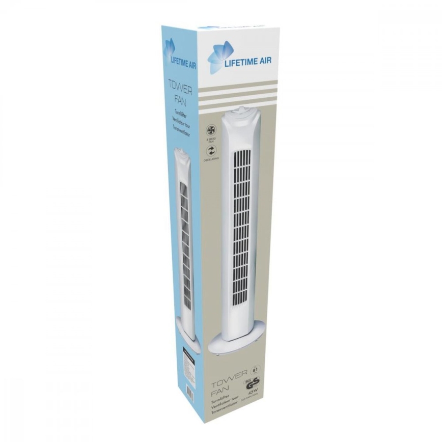 Tårnventilator 45 W/230 V 81 cm hvid