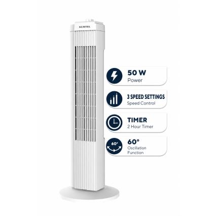 Tårnventilator 50 W/230 V 74,5 cm hvid