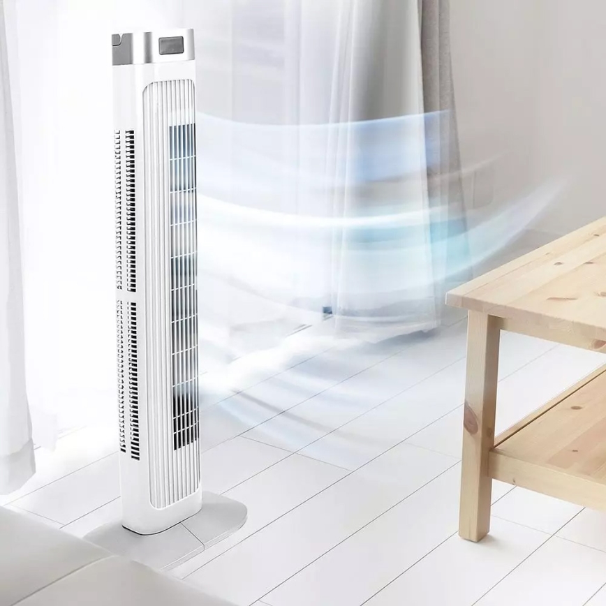 Tårnventilator med temperaturindikator og fjernbetjening 55W/230V