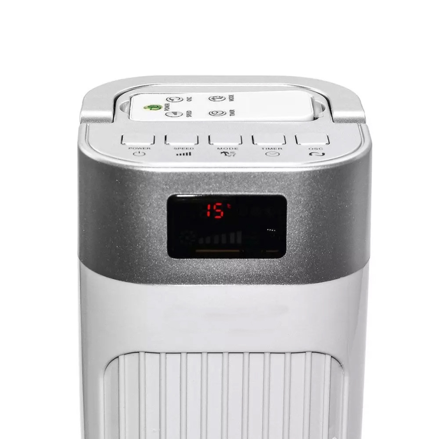 Tårnventilator med temperaturindikator og fjernbetjening 55W/230V