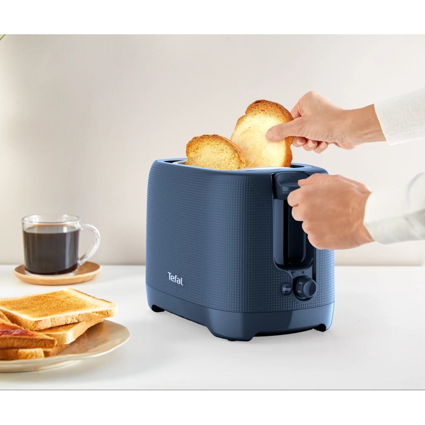 Tefal - Brødrister med 2 åbninger MORNING 850W/230V blå
