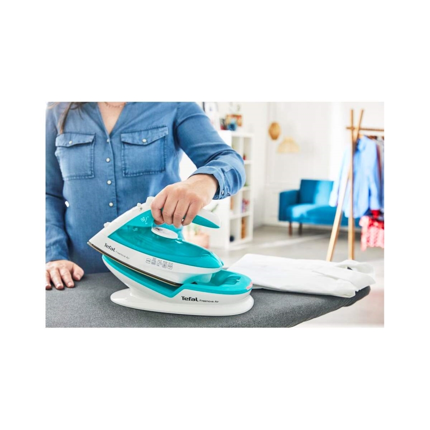 Tefal - Dampstrygejern FREEMOVE AIR 2400W/230V hvid/turkis