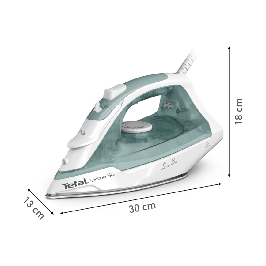 Tefal - Dampstrygejern VIRTUO 2000W/230V grøn