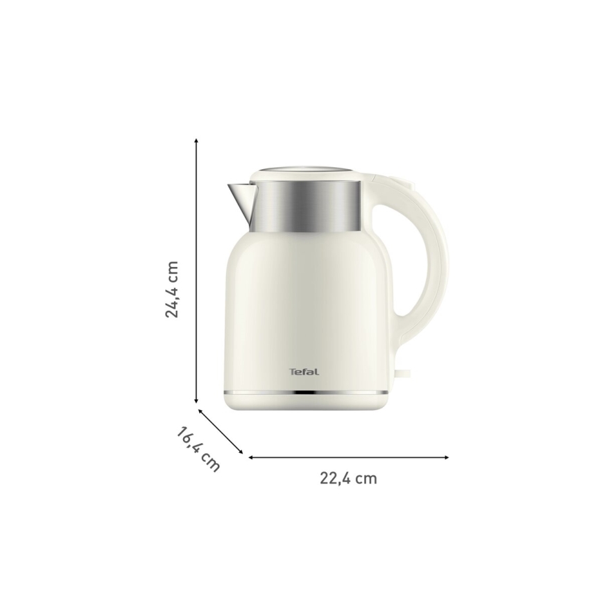 Tefal - Elkedel THERMO PROTECT XL 1,9l 1650W/230V rustfri/hvid