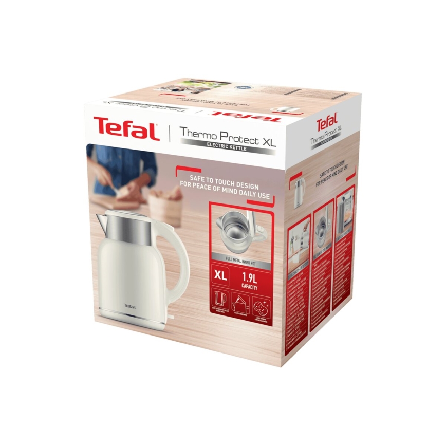 Tefal - Elkedel THERMO PROTECT XL 1,9l 1650W/230V rustfri/hvid