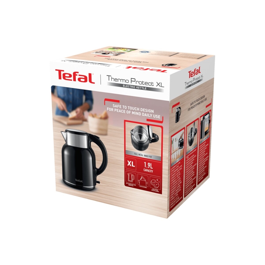 Tefal - Elkedel THERMO PROTECT XL 1,9l 1650W/230V rustfri/sort