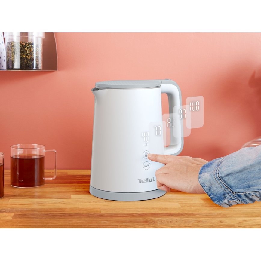 Tefal - Hurtigkogende elkedel SENSE 1 l 1800W/230V hvid