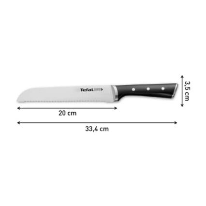 Tefal - Rustfrit brødkniv ICE FORCE 20 cm blank krom/sort