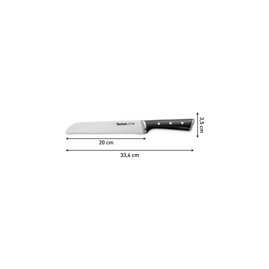 Tefal - Rustfrit brødkniv ICE FORCE 20 cm blank krom/sort