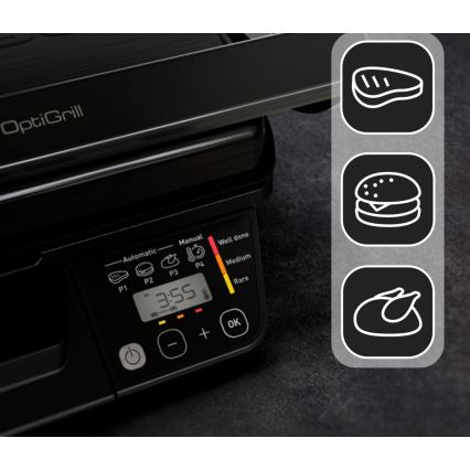 Tefal - Intelligent elektrisk grill Tefal OPTIGRILL 2000W/230V