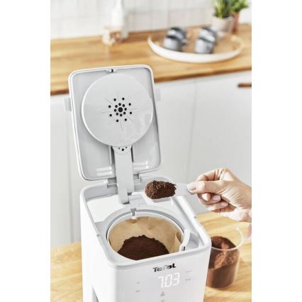 Tefal - Kaffemaskine med LCD-display SENSE 1000W/230V hvid