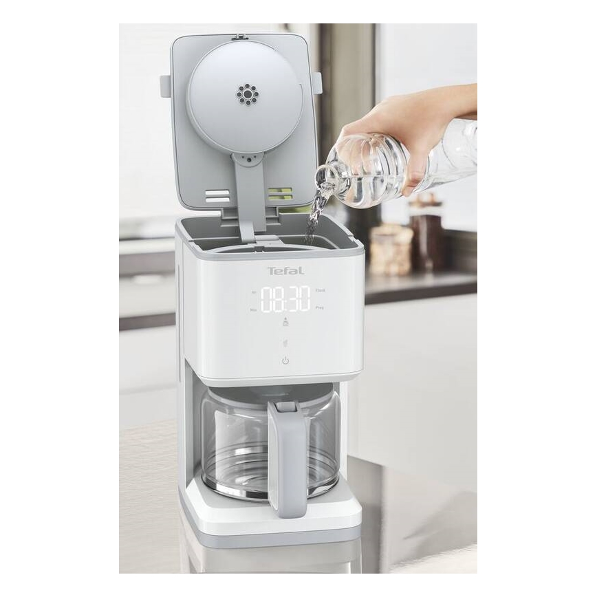 Tefal - Kaffemaskine med LCD-display SENSE 1000W/230V hvid