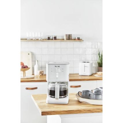 Tefal - Kaffemaskine med LCD-display SENSE 1000W/230V hvid