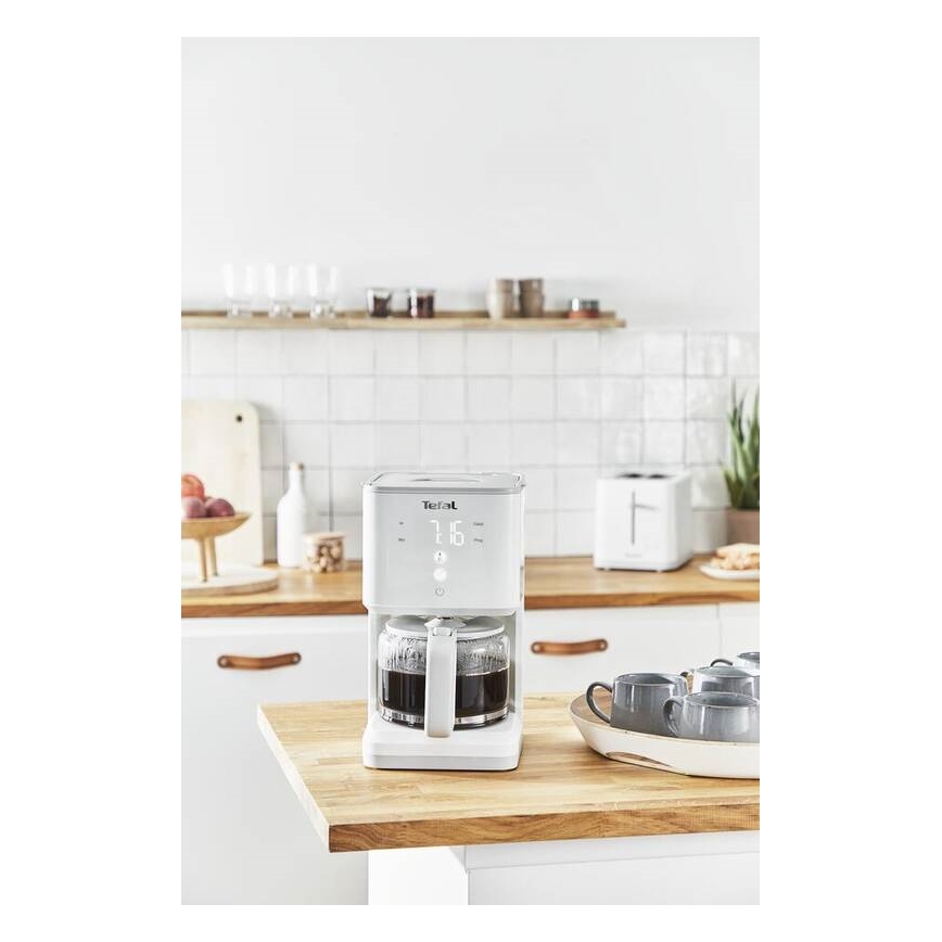 Tefal - Kaffemaskine med LCD-display SENSE 1000W/230V hvid