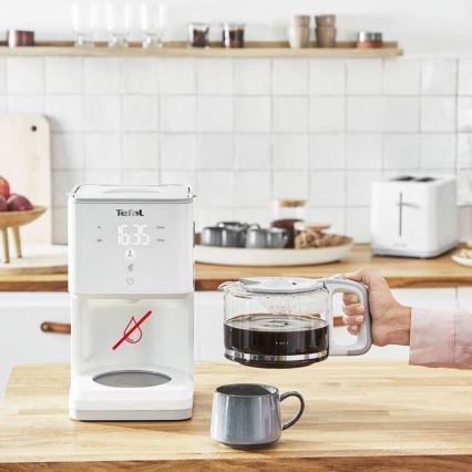 Tefal - Kaffemaskine med LCD-display SENSE 1000W/230V hvid
