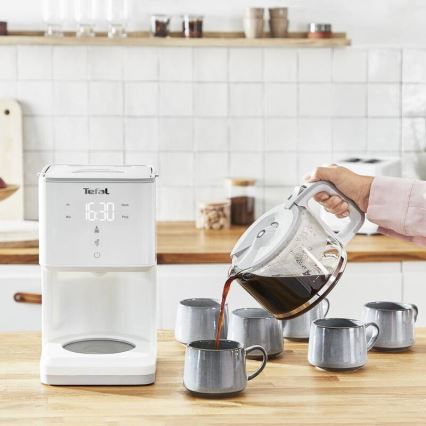 Tefal - Kaffemaskine med LCD-display SENSE 1000W/230V hvid