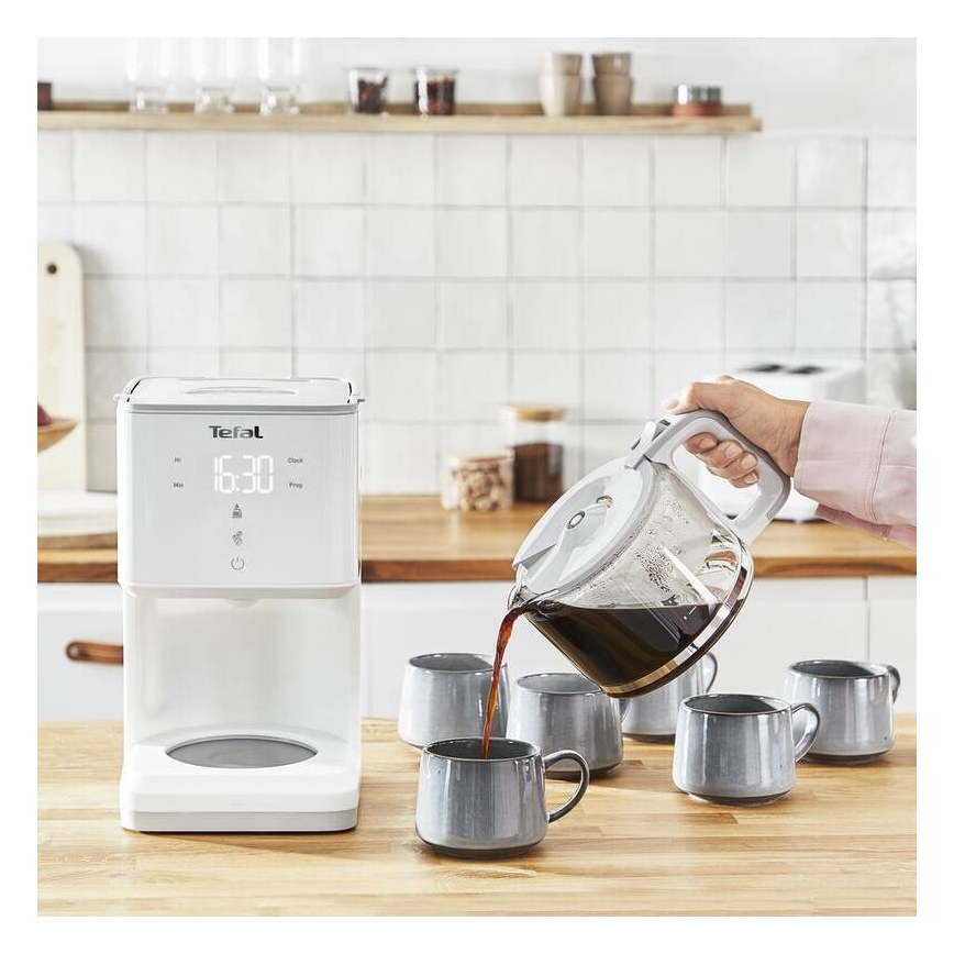 Tefal - Kaffemaskine med LCD-display SENSE 1000W/230V hvid